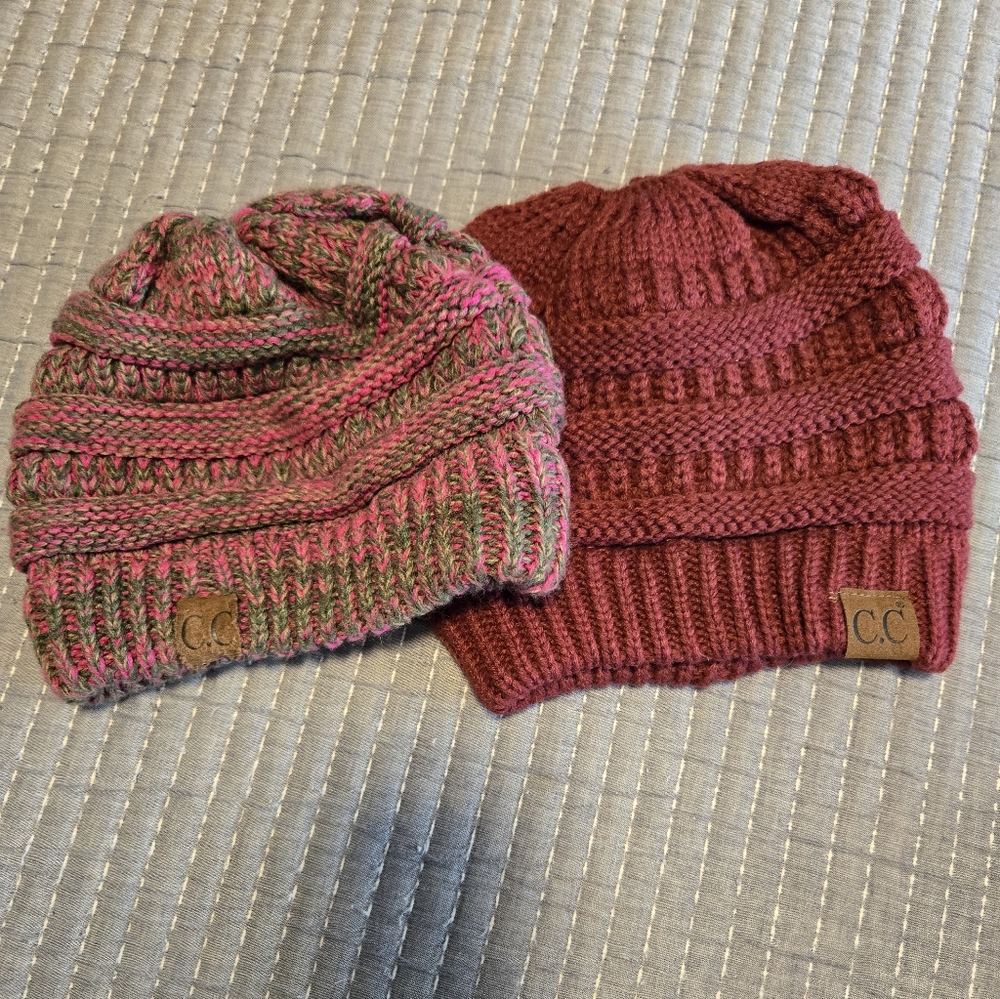 C.C Beanie Bundle- Burgundy And Multi Color